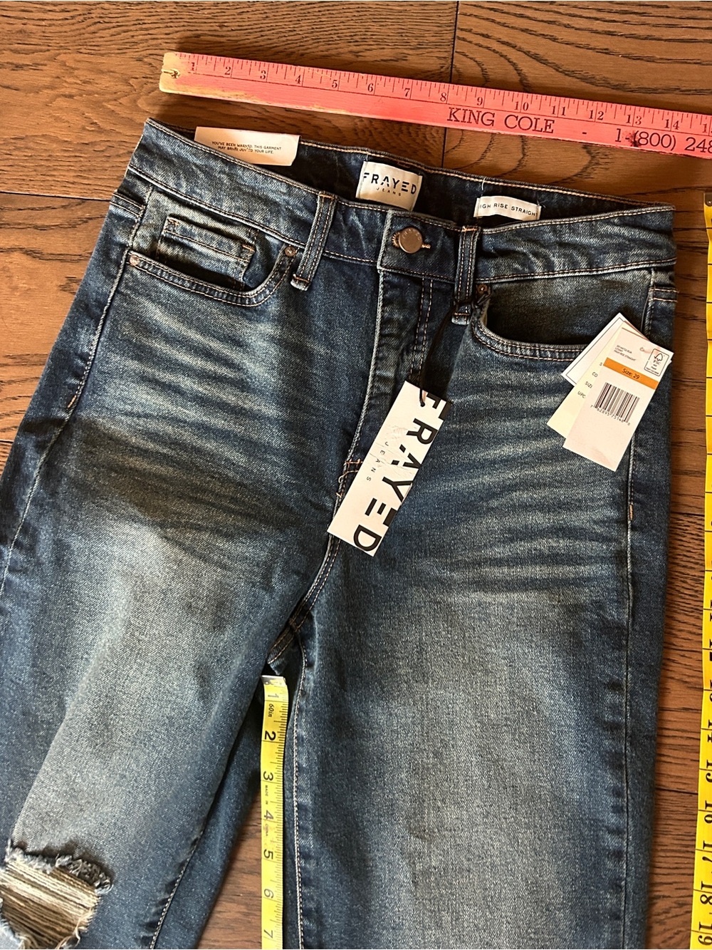 NWT ! Brand: FRAYED Women's High Rise Straight Leg Jeans, Color: Litany, Size 29 - Picture 13 of 13